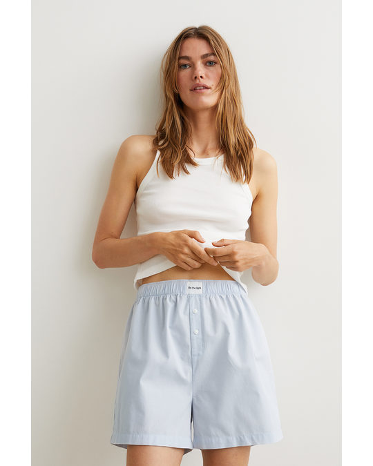 H&M Cotton Pyjama Shorts Light Blue