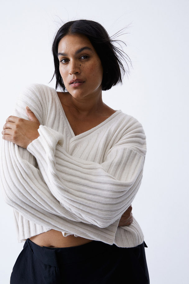 H&M Rib-knit Jumper Natural White