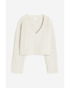 Rib-knit Jumper Natural White