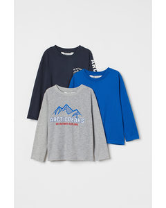 Set Van 3 Tricot Shirts Donkerblauw/arctic Peaks