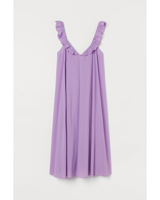 H&M Flounce-detail Dress Purple