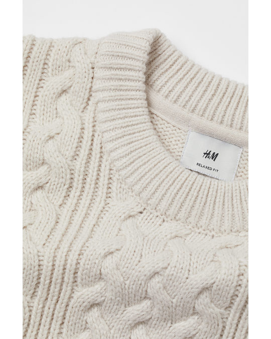 H&M Relaxed Fit Cable-knit Jumper Cream