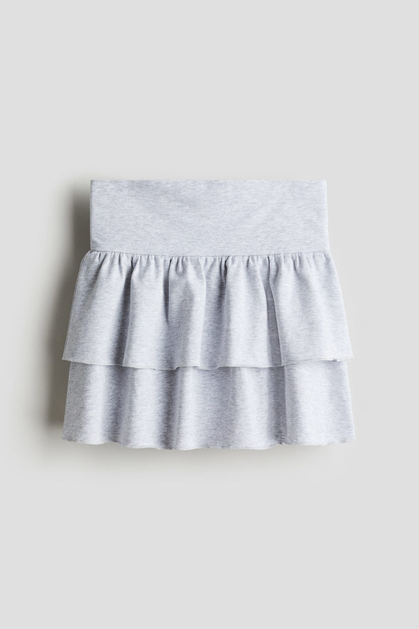 H&M Tiered Jersey Skirt Light Grey Marl