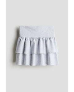 Tiered Jersey Skirt Light Grey Marl