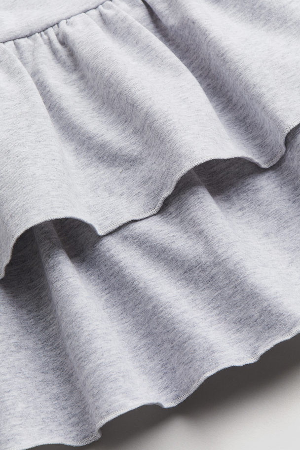 H&M Tiered Jersey Skirt Light Grey Marl