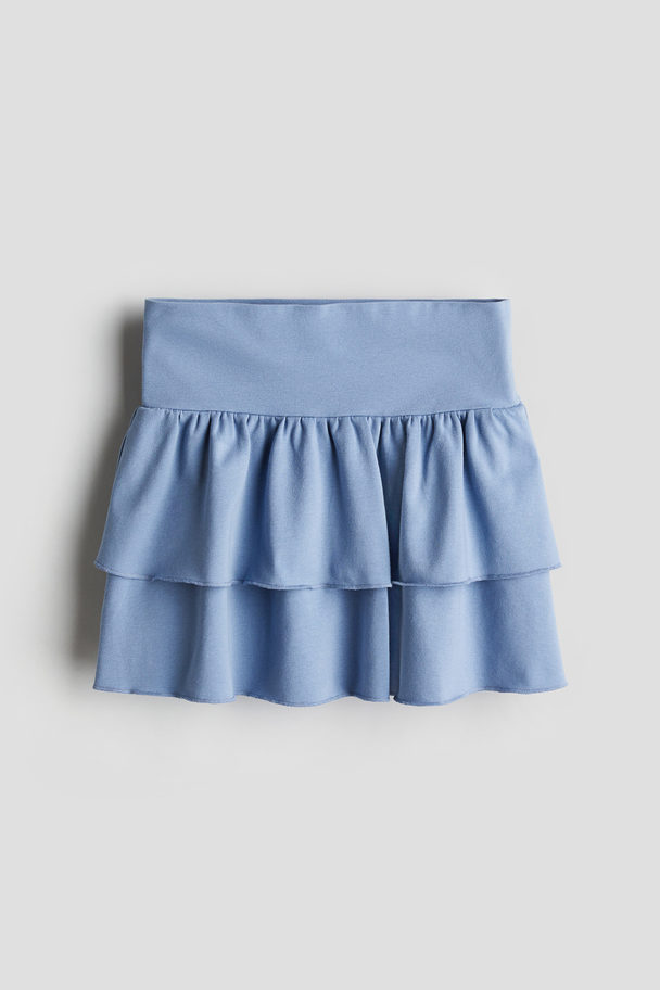 H&M Tiered Jersey Skirt Blue