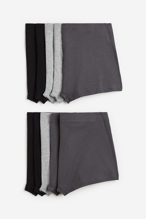 H&M Set Van 10 Katoenen Boxershorts - Trunk Grijs Gemêleerd/donkergrijs