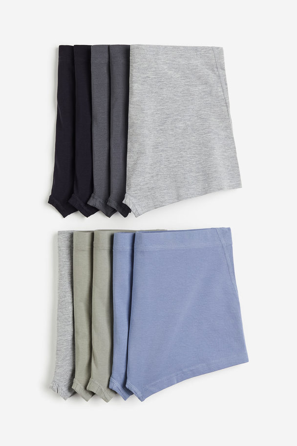 H&M 10er-Pack Kurze Trunks aus Baumwolle Hellblau/Salbeigrün