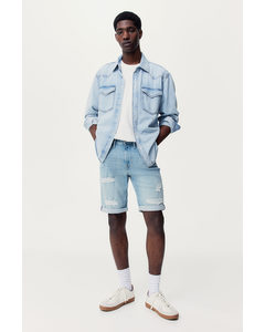 Jeansshorts Slim Ljus Denimblå