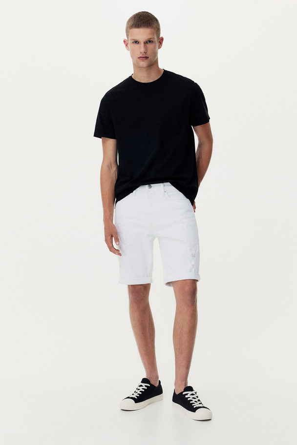 H&M Slim Denim Shorts White