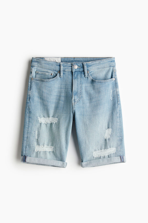 H&M Slim Denim Shorts Light Denim Blue