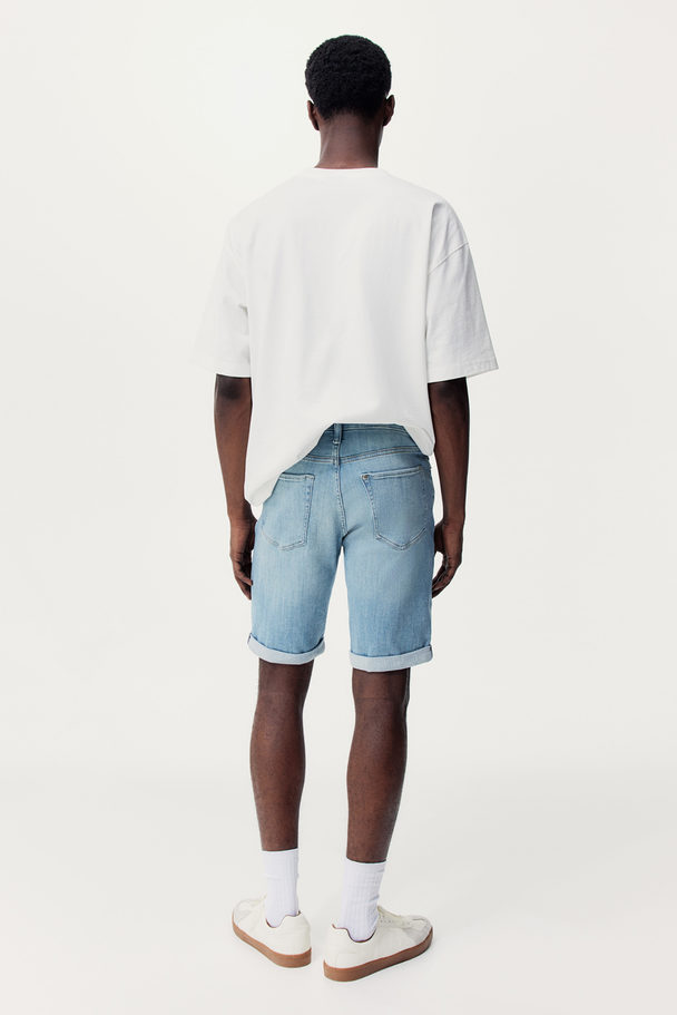 H&M Slim Denim Shorts Light Denim Blue