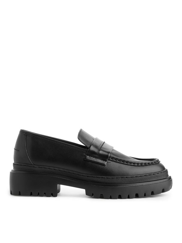ARKET Chunky-sole Leather Loafers Black