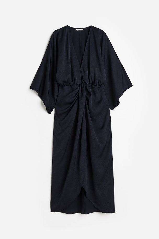 H&M Kleid mit V-Ausschnitt Marineblau