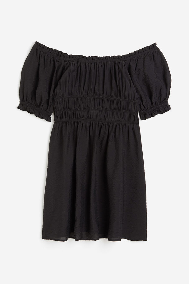 H&M Off-Shoulder-Kleid Schwarz