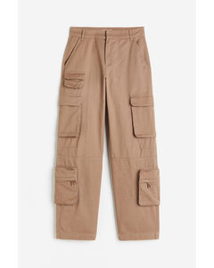 Straight Cargo Trousers Light Brown