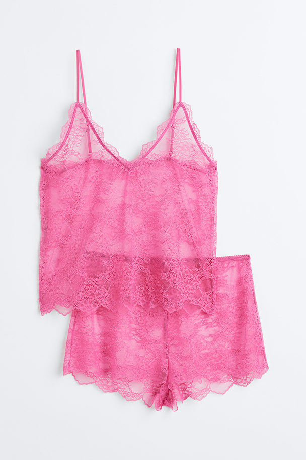 H&M Pyjama Cami Top And Shorts Pink
