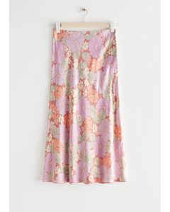 A-line Midi Skirt Floral Print