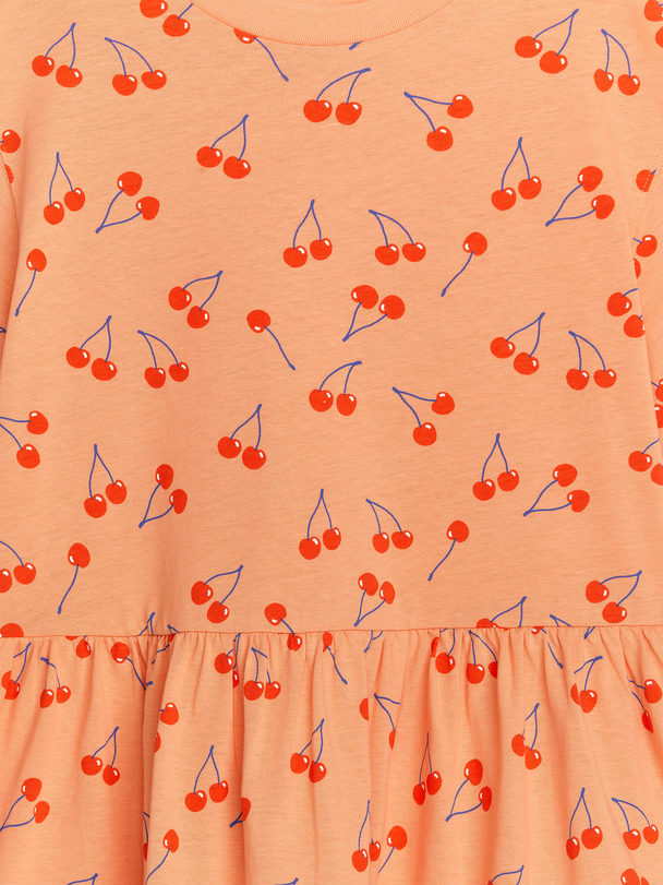 ARKET Jersey Frill Dress Peach