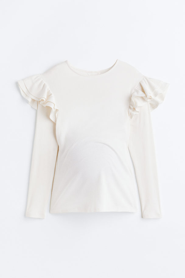 H&M MAMA Shirt mit Volants Weiß