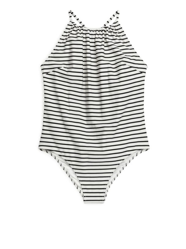 ARKET Ruch-detail Swimsuit Off White/black