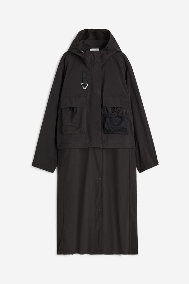 H&M Water-repellent Adjustable-length Outdoor Jacket Black