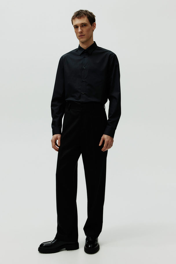 H&M Regular Fit Poplin Shirt Black