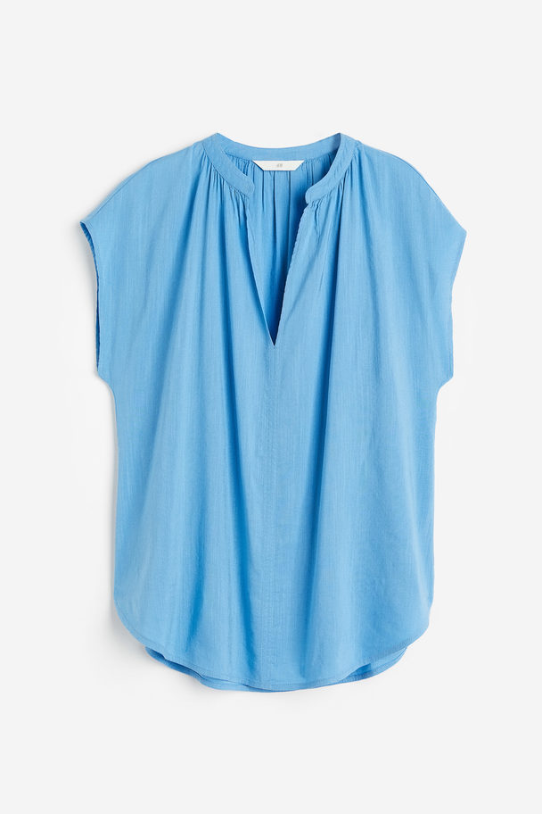 H&M Bluse mit V-Ausschnitt Blau