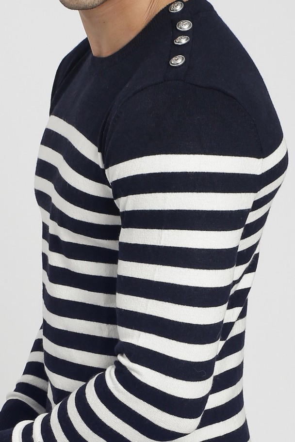 C&Jo Sailor Crewneck-tröja Knäppt På Axeln
