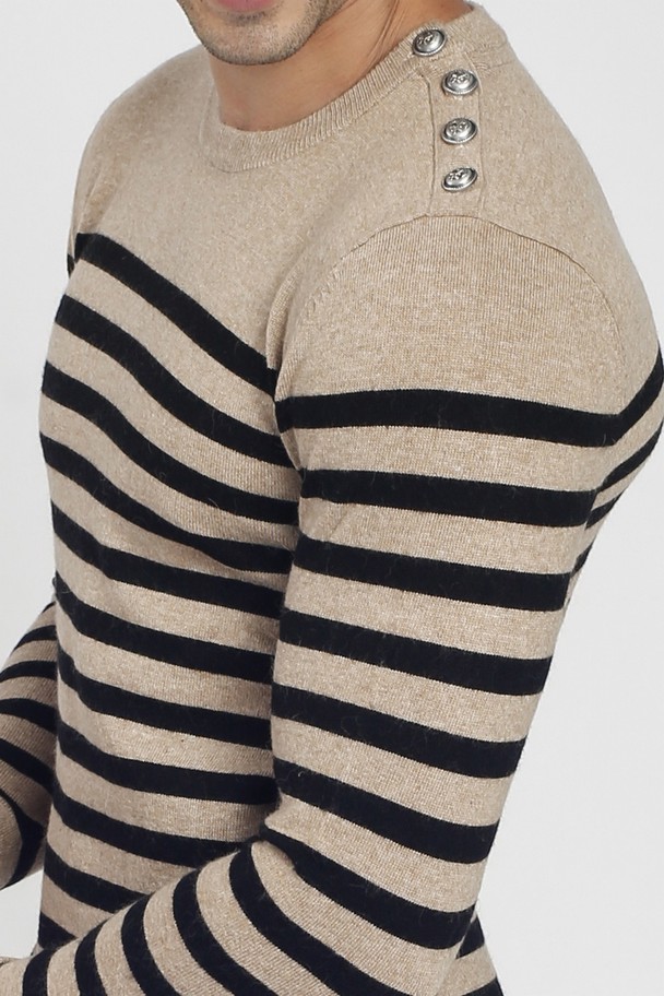 C&Jo Sailor Crewneck Sweater Buttoned On The Shoulder