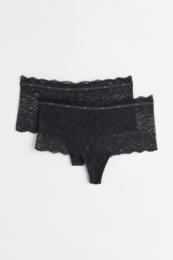 H&M 2-pack Lace Hipster Briefs Black