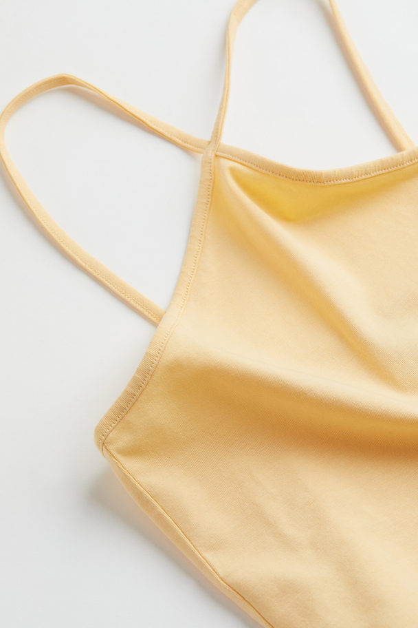H&M Cotton Cropped Top Light Yellow