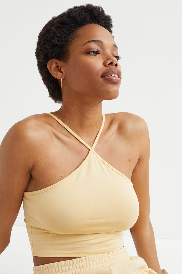 H&M Cotton Cropped Top Light Yellow