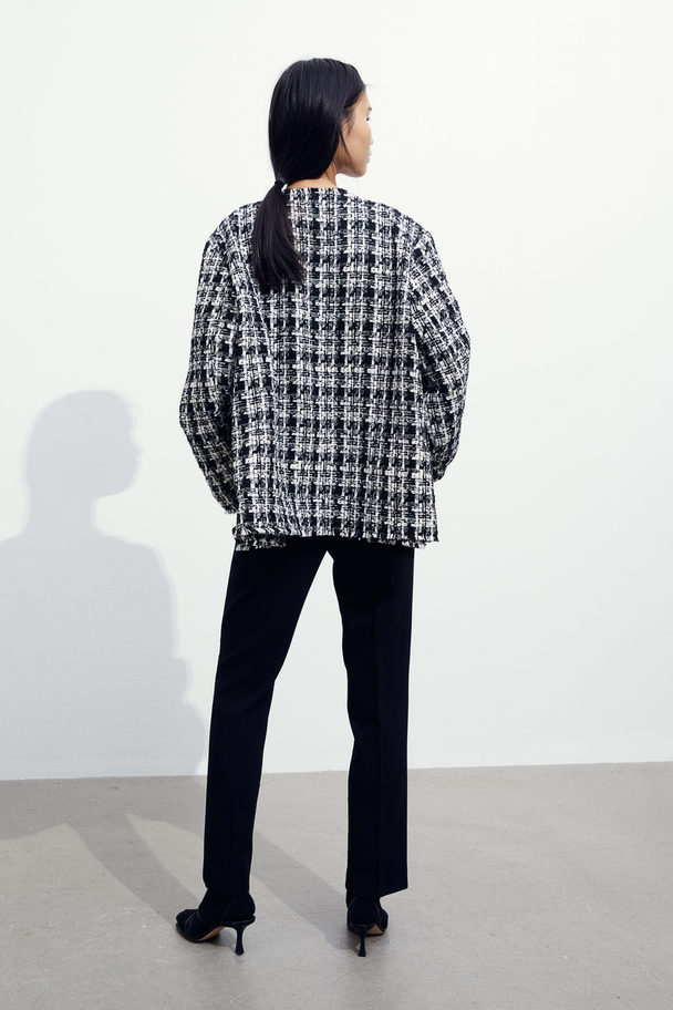 H&M Oversized Jacke Cremefarben/Kariert