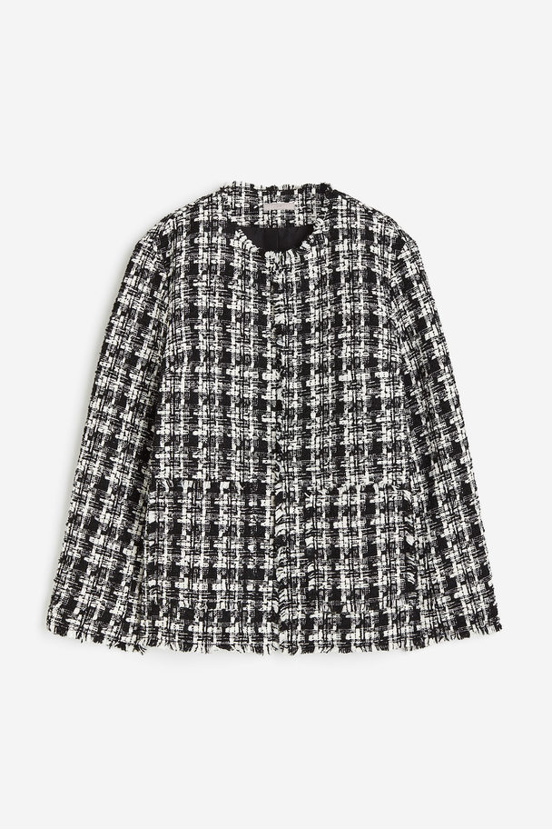 H&M Oversized Jacke Cremefarben/Kariert