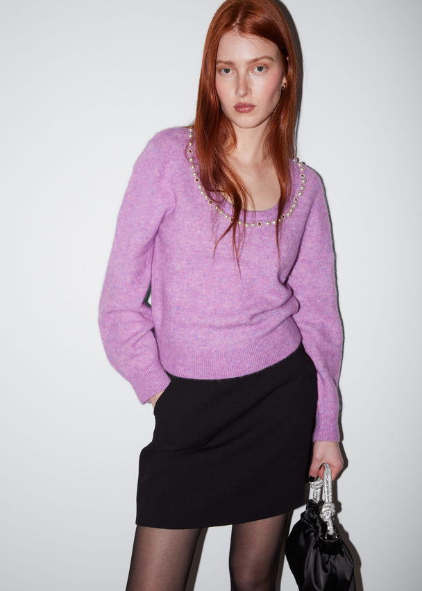 & Other Stories Pearl-beaded Knit Jumper Lilac