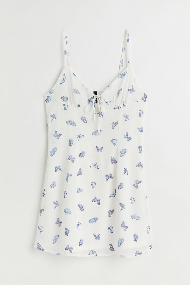 H&M Chiffonkjole Med Cut Out Hvid/sommerfugle