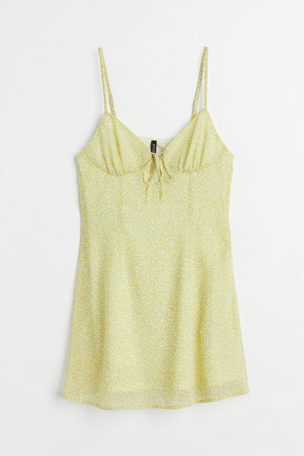 H&M Cut-out-detail Chiffon Dress Yellow/small Flowers