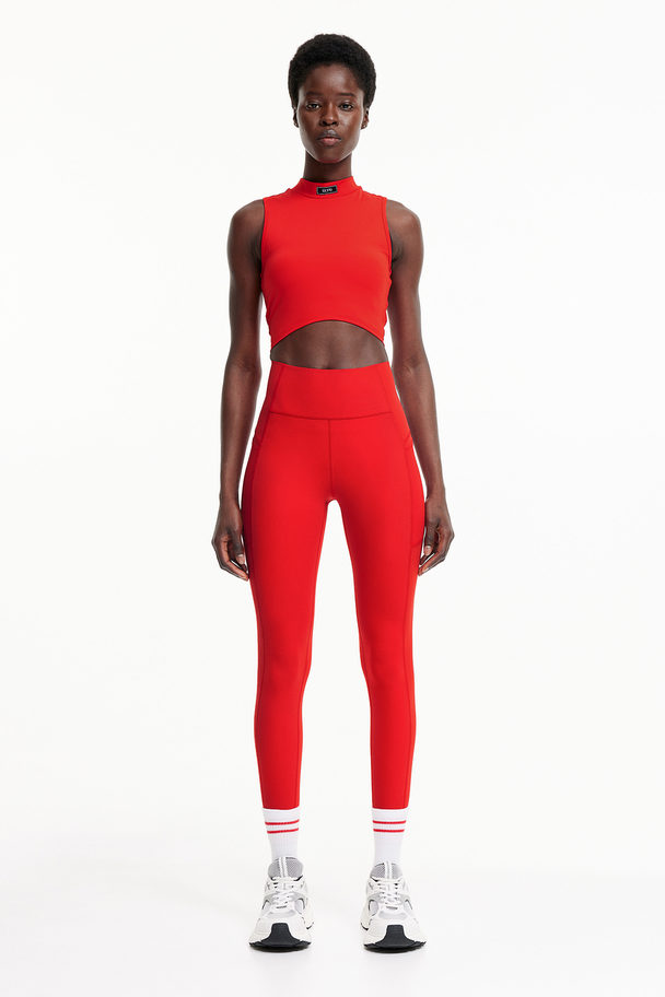 H&M Drymove™ Cropped Sports Top Bright Red