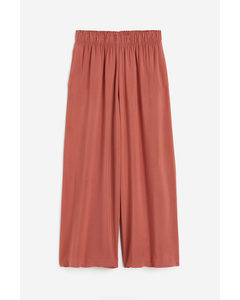 Cropped Pull-on Trousers Brick Red