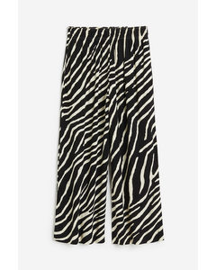 Cropped Pull-on Trousers Black/zebra Print