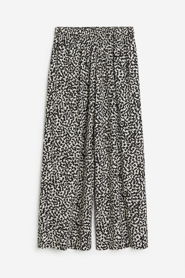 H&M Cropped Pull On-bukser Creme/sortmønstret