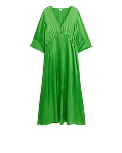 Midi-jurk Met V-hals Groen