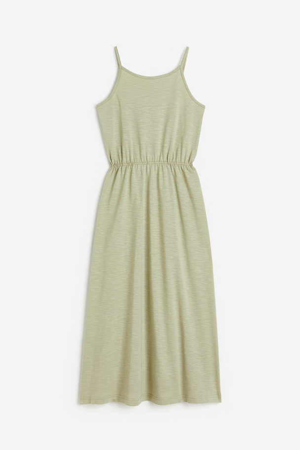 H&M Cotton Jersey Dress Light Khaki Green
