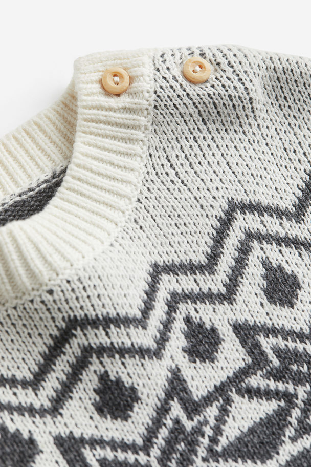 H&M Jacquard-knit Jumper Dark Grey/patterned