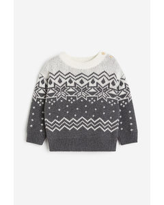 Jacquard-knit Jumper Dark Grey/patterned