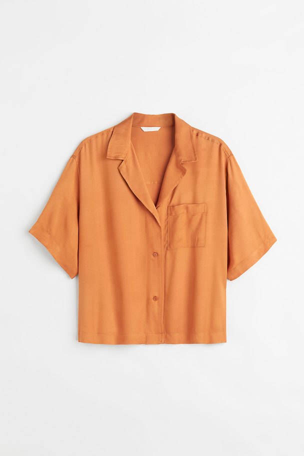 H&M H&m+ Oversized Resort Shirt Orange