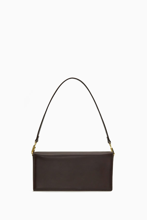 COS Minimal Shoulder Bag - Leather Dark Brown