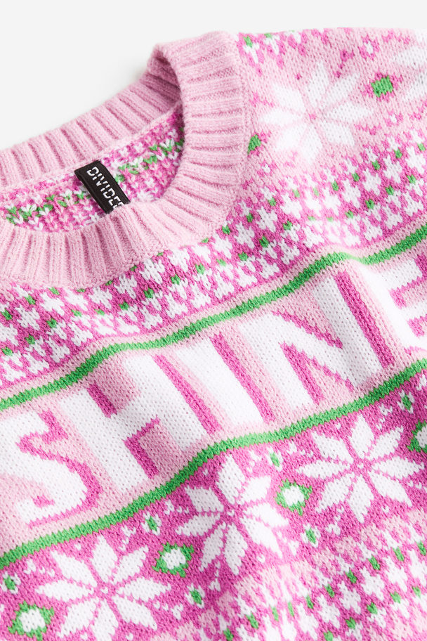 H&M Jacquard-knit Jumper Light Pink/shine