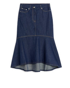 Midi Denim Skirt Dark Blue
